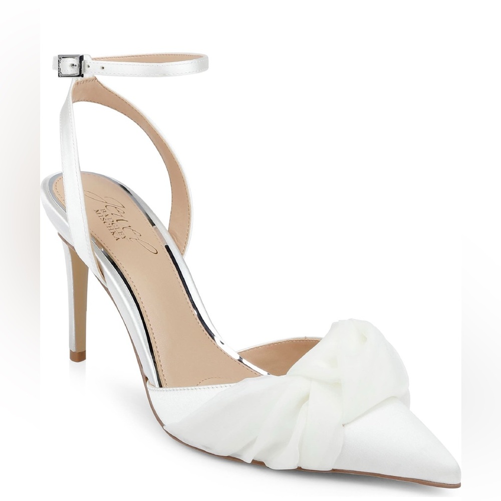 NWT Badgley Mischka Women’s Federica Ankle Strap Bow Point Toe Pumps Heels